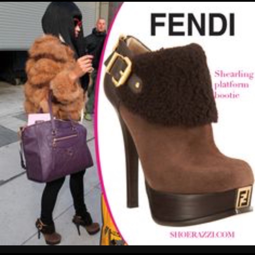 Fendi  Fendista shearling cuff platform booties